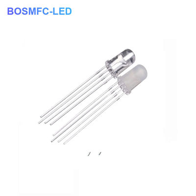 4 ปิน RGB LED 5 มม ผ่านรู 0.06W, แอนโด้ทั่วไป น้ําใส เลนส์ F5 Tri Color LED