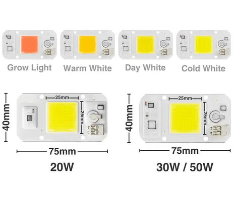 พืชสีขาวอบอุ่น COB พลังงาน LED 20W 50W ไฮลูเมนสําหรับแสงปลูก