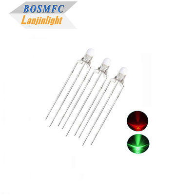 Bi Color 3mm Through Hole LED หลอดสีแดงและสีเขียว 20mA
