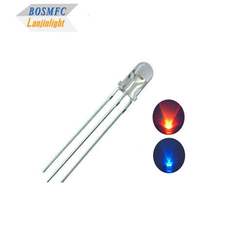 1.8V-2.4V ไดโอเดส LED สีสอง 5 มม ผ่านรู สีแดง สีน้ําเงิน ความสว่างสูง